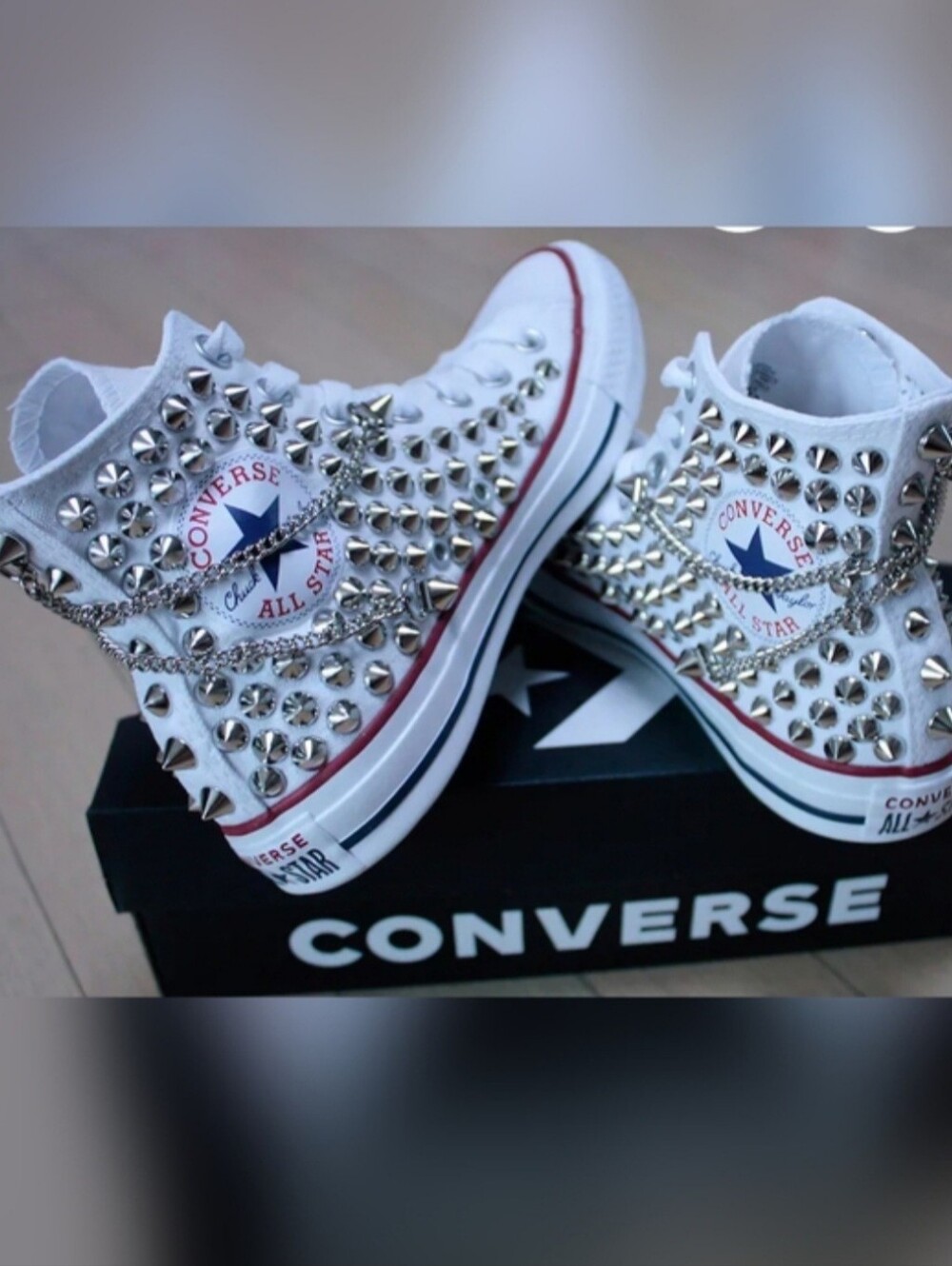Converse Custom Made Converse W/ Spikes And Chains. Womens Size 8.5
